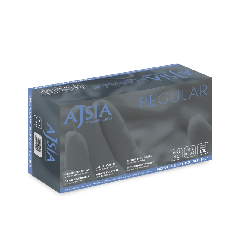 GUANTI AJSIA IN NITRILE - REGULAR BLU INTESO