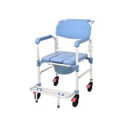 Carrozzina Comoda Blu in Alluminio per WC e Doccia